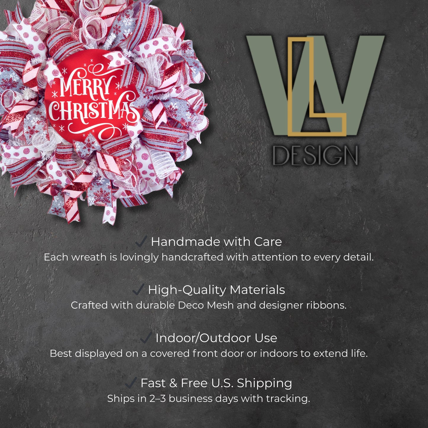 Merry Christmas handmade wreath gift ready with holiday packaging, perfect for festive home decor