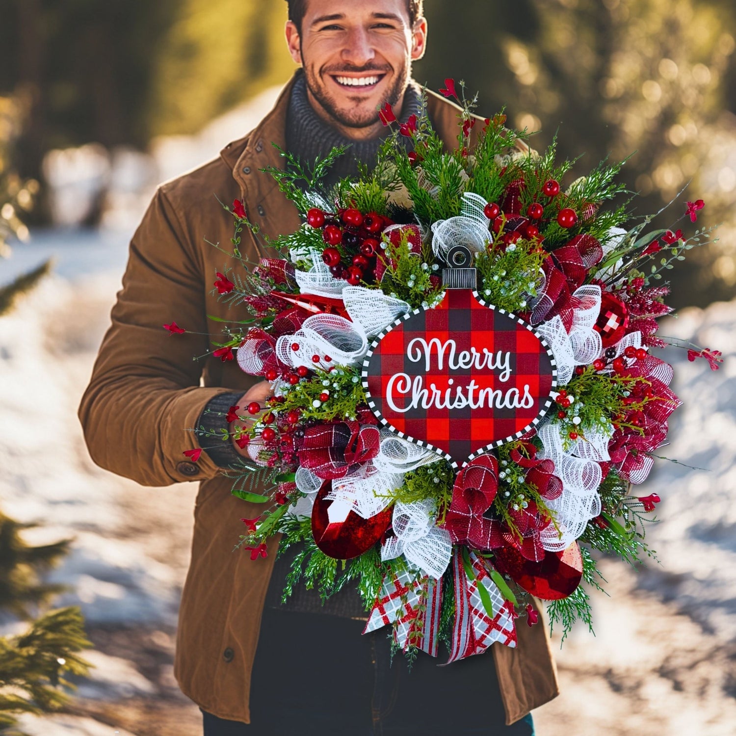 Handcrafted Christmas Front Door Decor