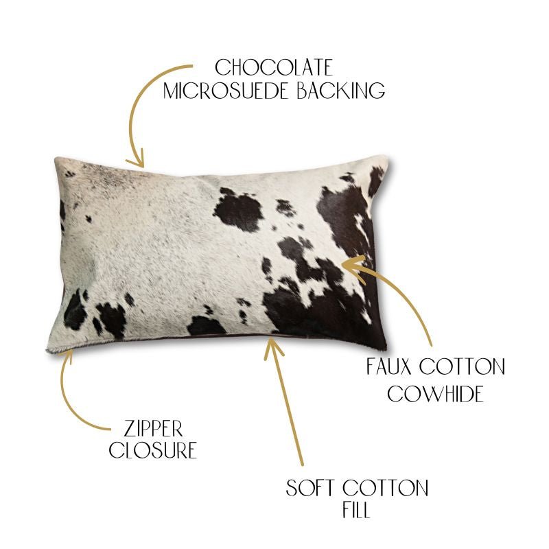 12" X 20" Chocolate Cowhide Throw Pillow