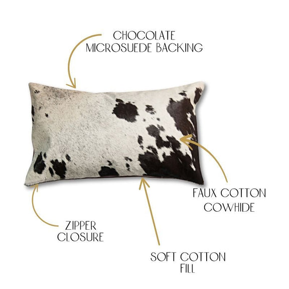 12" X 20" Chocolate Cowhide Throw Pillow