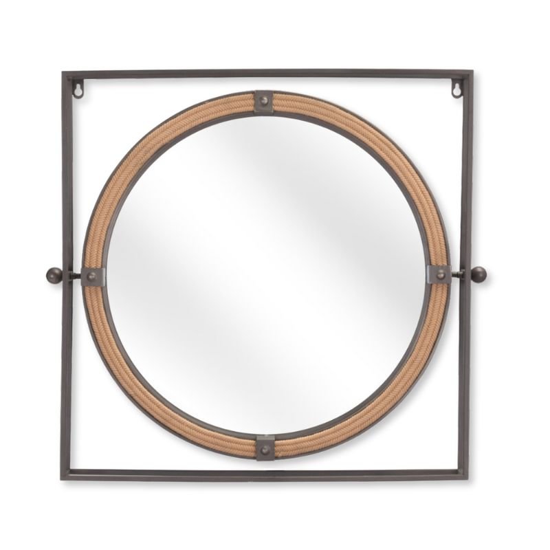 22 - Inch Gray Steel Framed Square Accent Mirror – Modern Wall Decor