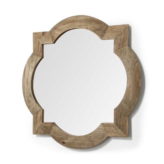 23 - Inch Rustic Brown Wood Quatrefoil Wall Mirror – Farmhouse Style