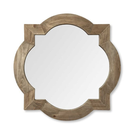 23 - Inch Rustic Brown Wood Quatrefoil Wall Mirror – Farmhouse Style