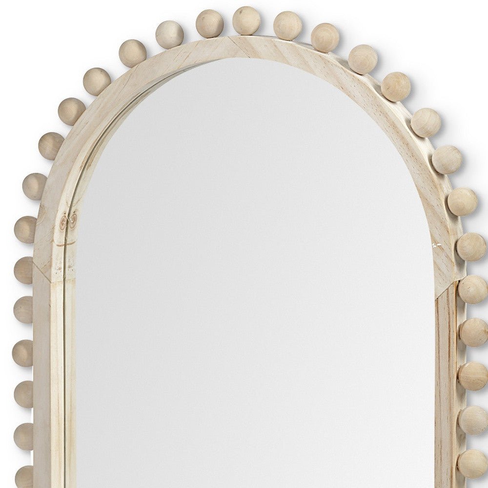 35 - Inch Natural Wood Arch Mirror – Rustic Accent Wall Decor