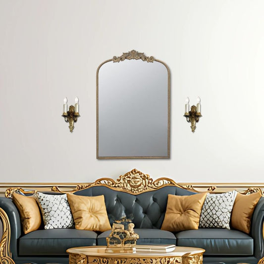 36" Gold Arch Iron Framed Accent Mirror