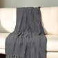 52" X 67" Black and White Woven Cotton Striped Throw Blanket with Tassels