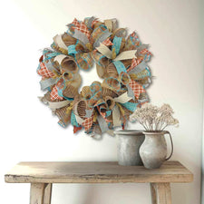 Rustic Mesh Wreath – Handmade Fall Door or Wall Decor - Land of Wishes Design Co