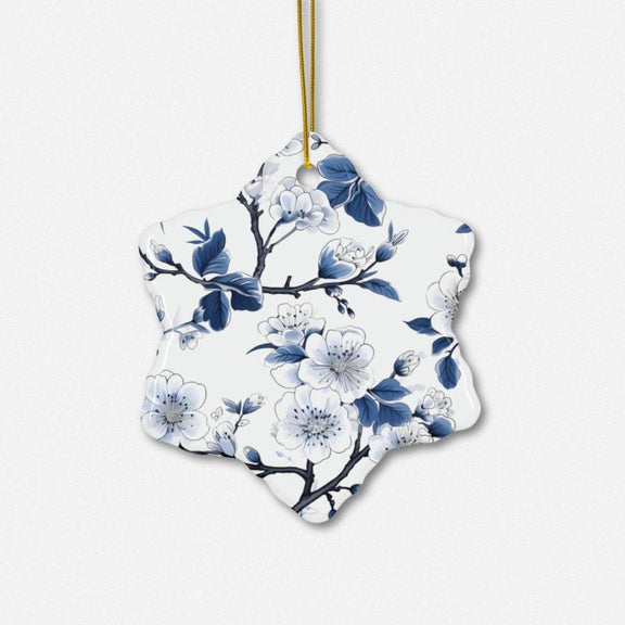 Chinoiserie Ornaments - Blue and White Floral Design - 12 - Piece Set