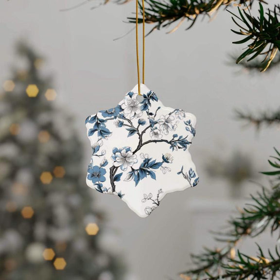 Chinoiserie Ornaments - Blue and White Floral Design - 12 - Piece Set