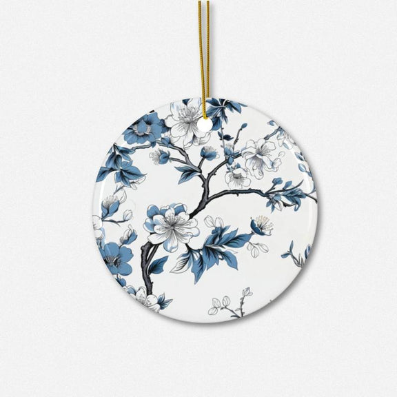 Chinoiserie Ornaments - Blue and White Floral Design - 12 - Piece Set