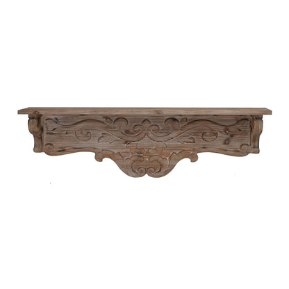 Charming Carved Floral Scroll Wooden Wall Shelf