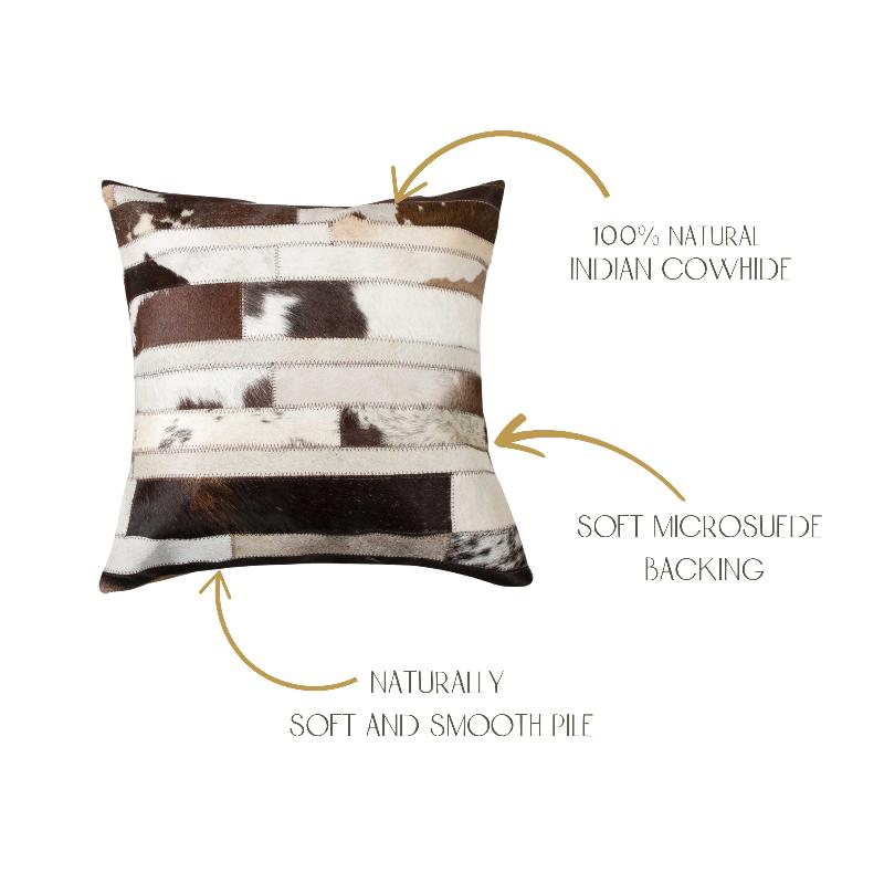 Chocolate & Natural Cowhide Throw Pillow – Luxurious Rustic Accent