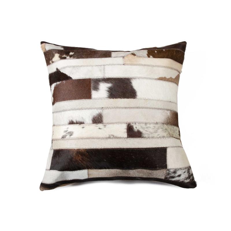 Chocolate & Natural Cowhide Throw Pillow – Luxurious Rustic Accent