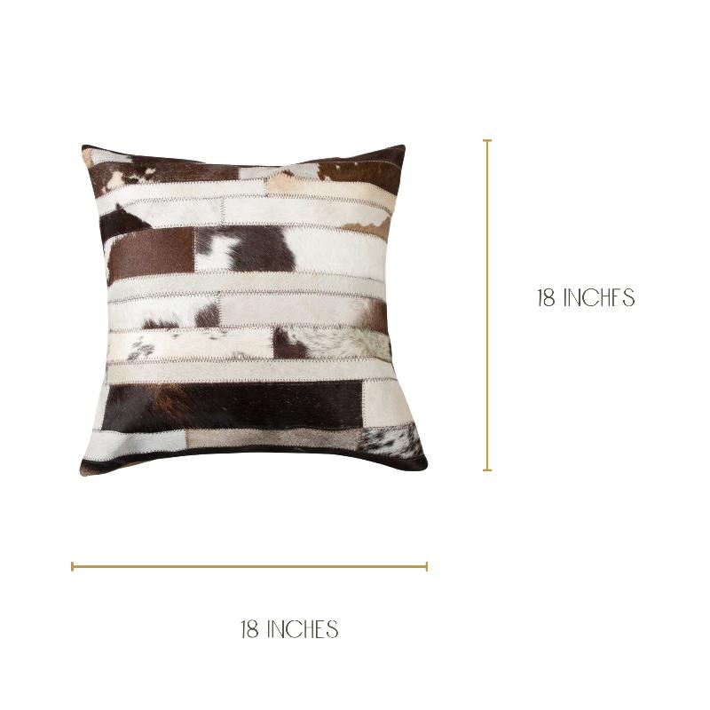 Chocolate & Natural Cowhide Throw Pillow – Luxurious Rustic Accent