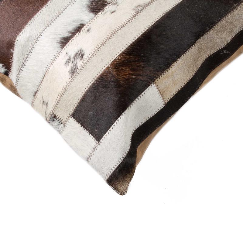 Chocolate & Natural Cowhide Throw Pillow – Luxurious Rustic Accent