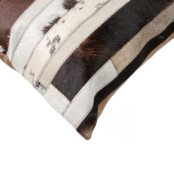 Chocolate & Natural Cowhide Throw Pillow – Luxurious Rustic Accent