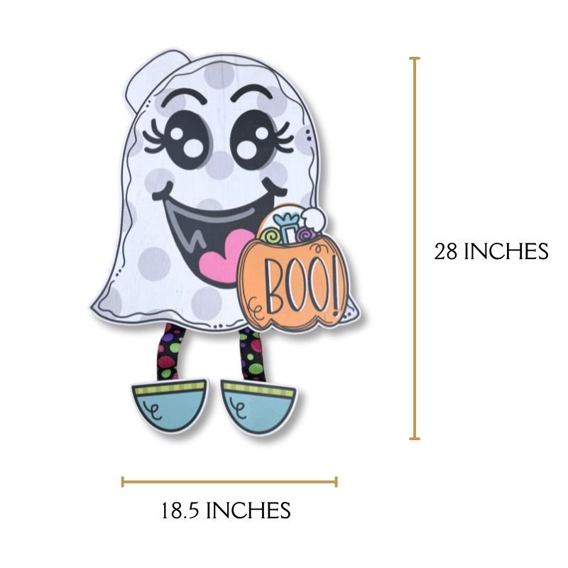 Cute Ghost Halloween Door Hanger - Boo Pumpkin Front Door Decor