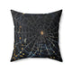 Elegant Silver Spider Web Throw Pillow – Luxurious Halloween Decor