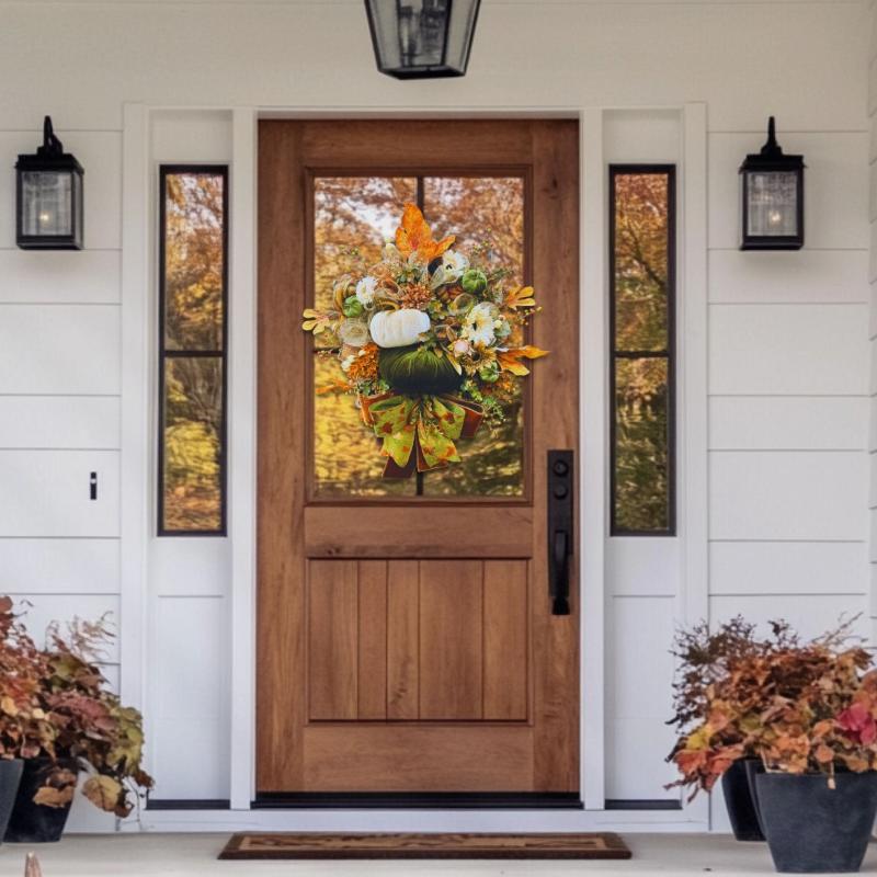 Fall Velvet Pumpkin Wreath – Rustic Front Door Decor