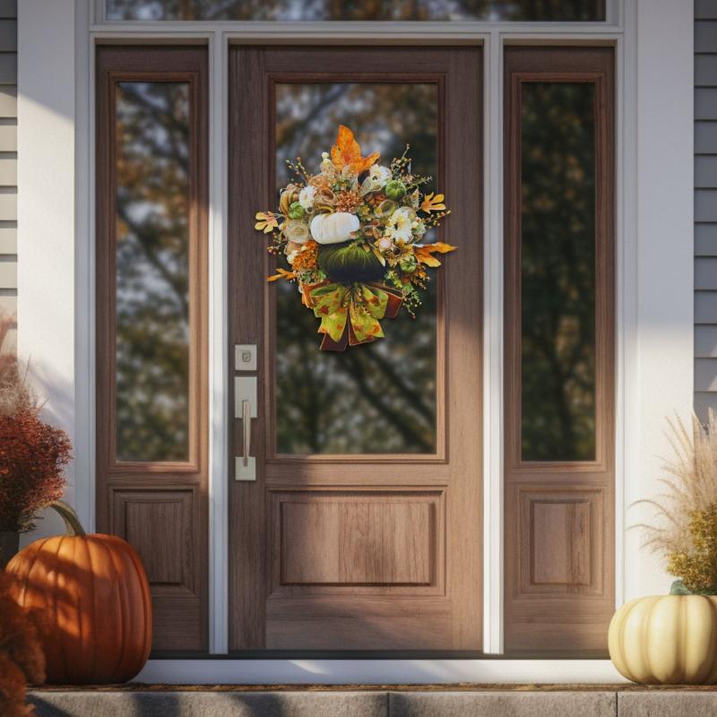 Fall Velvet Pumpkin Wreath – Rustic Front Door Decor