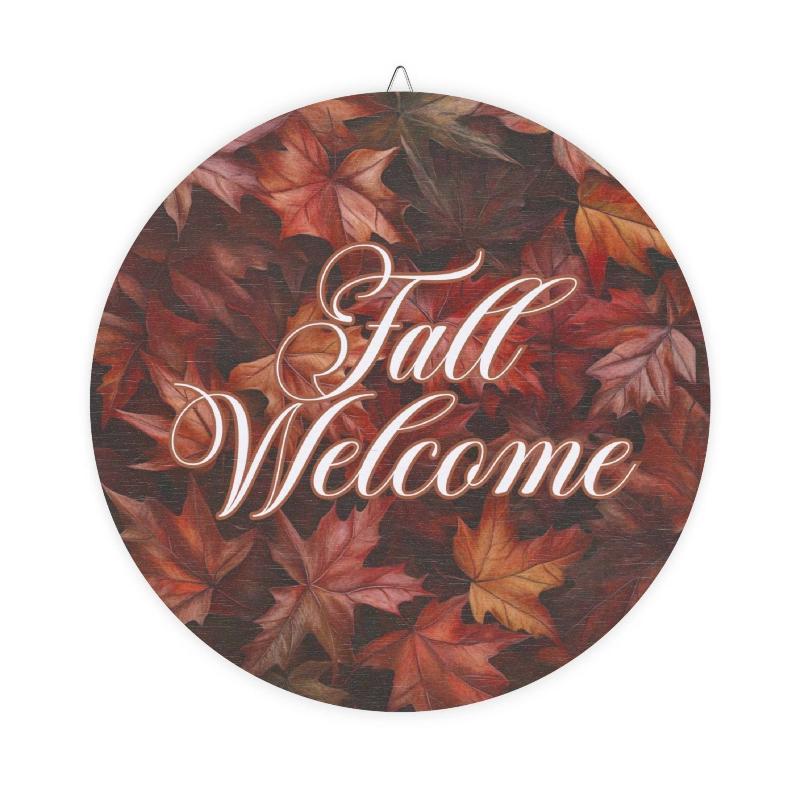 Fall Welcome Sign – 12'' Round Rustic Door Decor