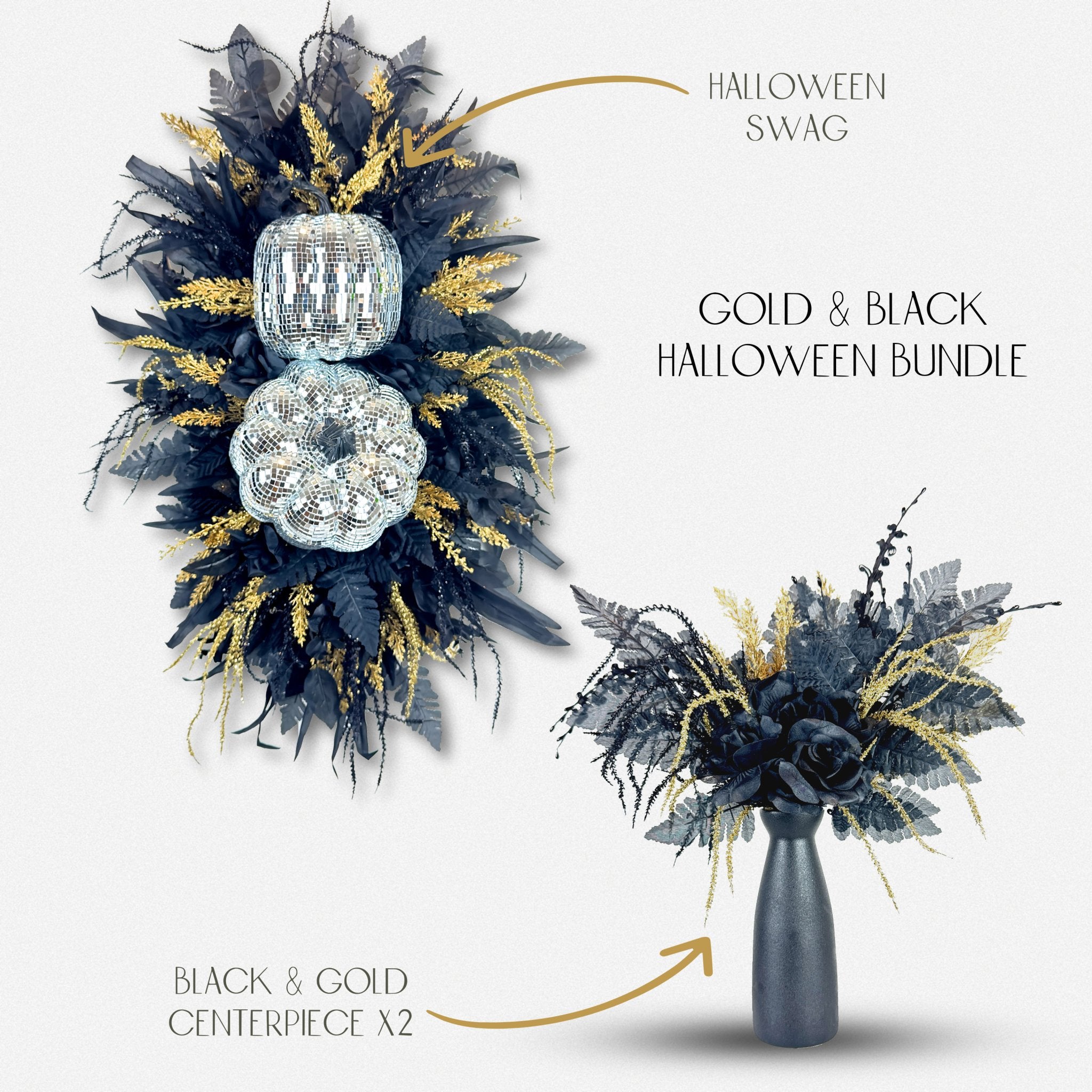 Gothic Black & Gold Floral Centerpiece