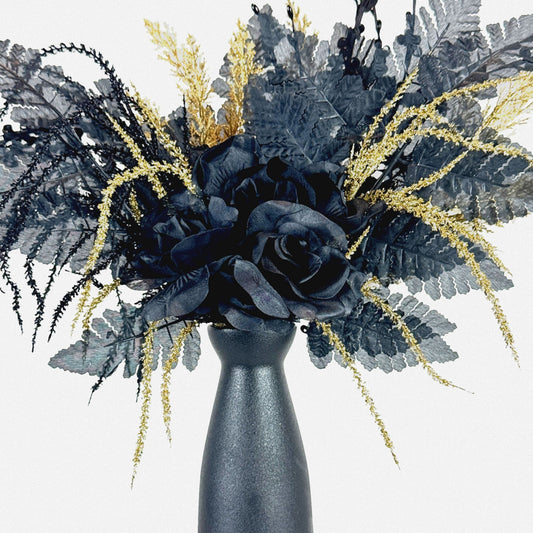 Gothic Black & Gold Floral Centerpiece