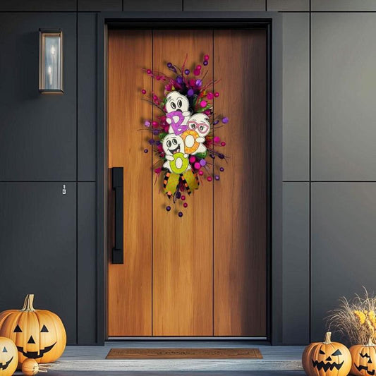 Halloween Ghost Wreath – Spooky Boo Door Decor