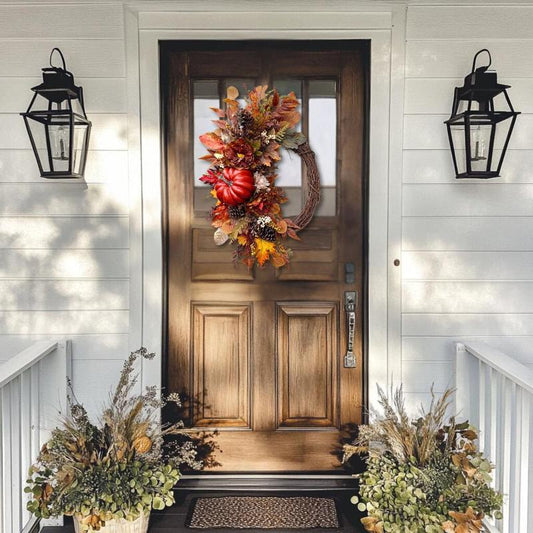 Handcrafted Fall Pumpkin Wreath – Rustic Autumn Door Decor