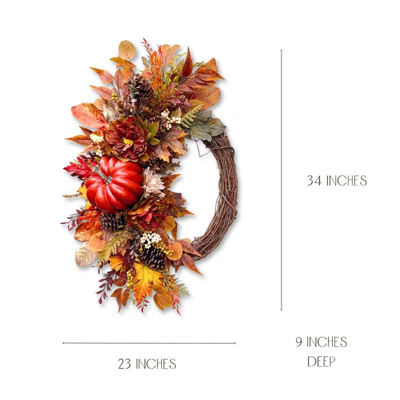 Handcrafted Fall Pumpkin Wreath – Rustic Autumn Door Decor