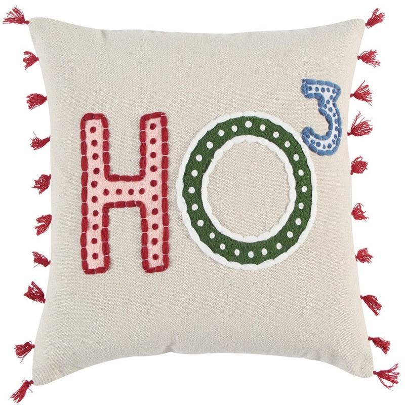 Beige & Red Holiday Throw Pillow