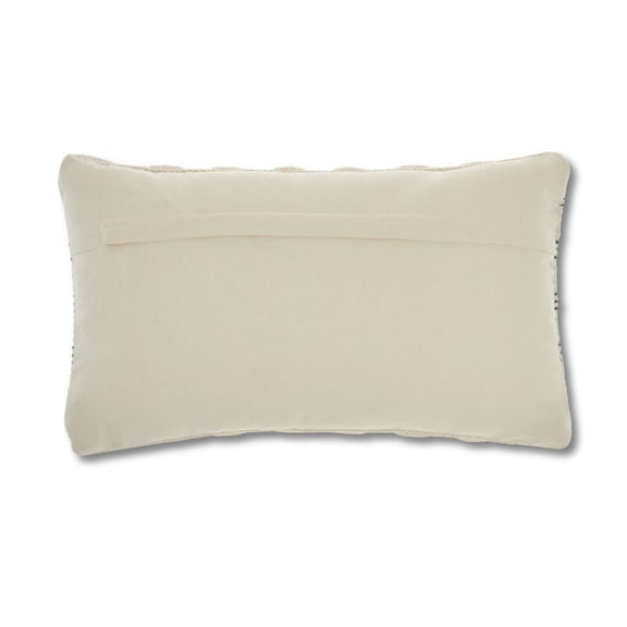 Ivory Blue Striped 12x20 Lumbar Pillow – Cotton Blend