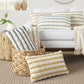 Ivory Blue Striped 12x20 Lumbar Pillow – Cotton Blend