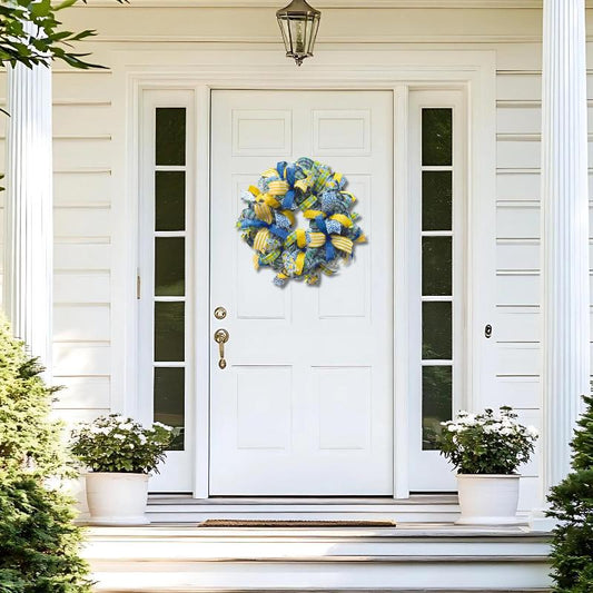 Lemon Mesh and Ribbon Wreath – Bright Door Decor