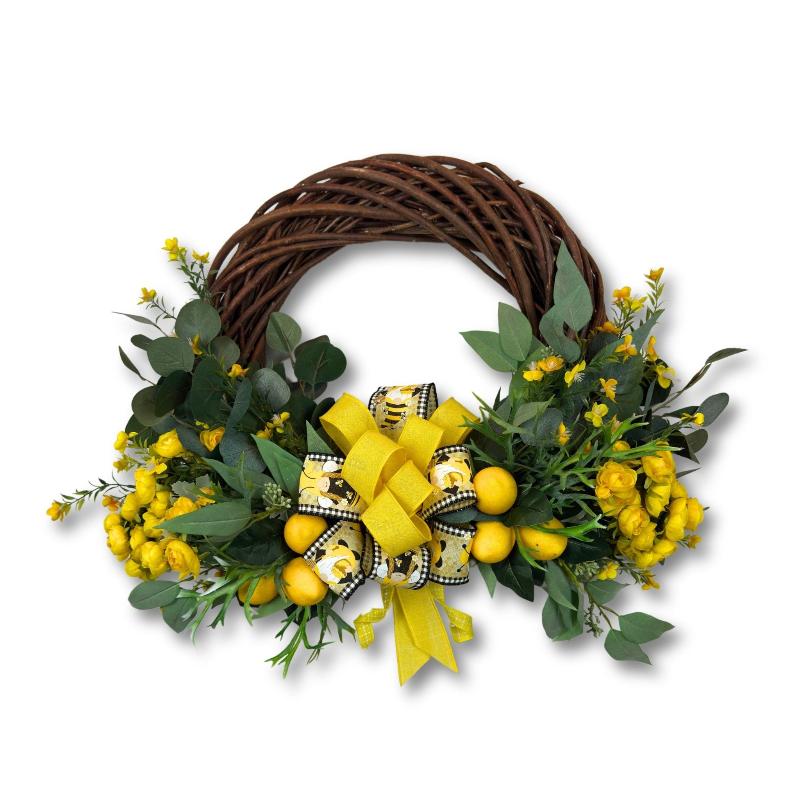 Lemon Yellow Summer Wreath – Vibrant Door Decor