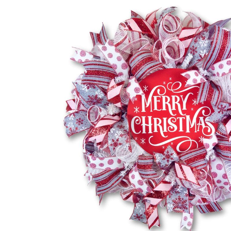 Red & White Merry Christmas Wreath