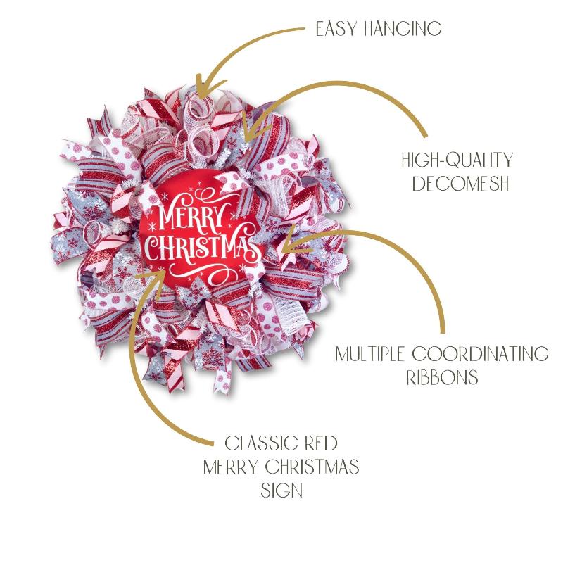 Red & White Merry Christmas Wreath