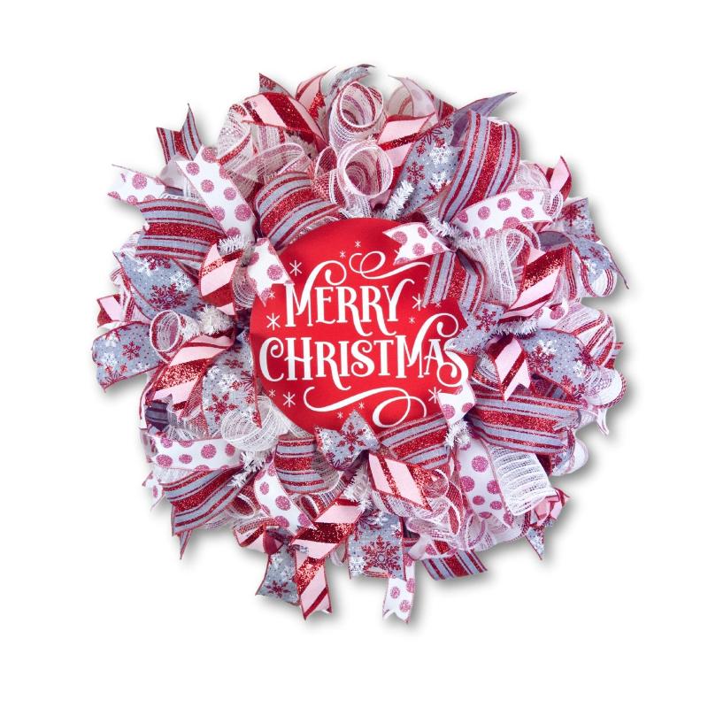 Red & White Merry Christmas Wreath