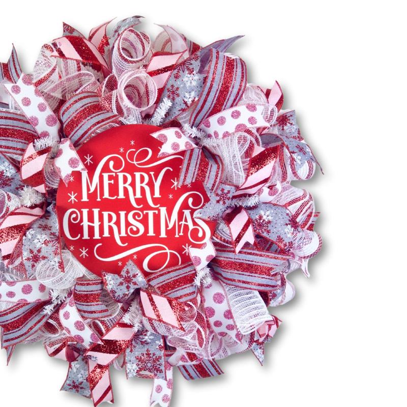 Red & White Merry Christmas Wreath