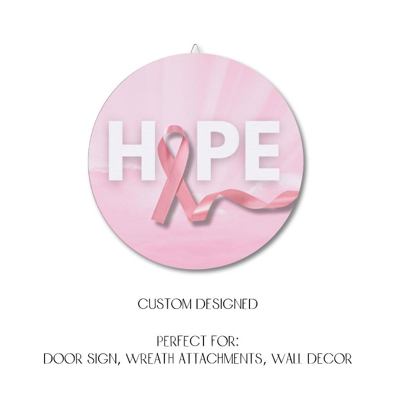 Custom-designed HOPE sign with pink ribbon detail for breast cancer awareness decoration