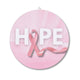 Circular wall decor sign featuring a pink ribbon and the word HOPE for breast cancer awareness