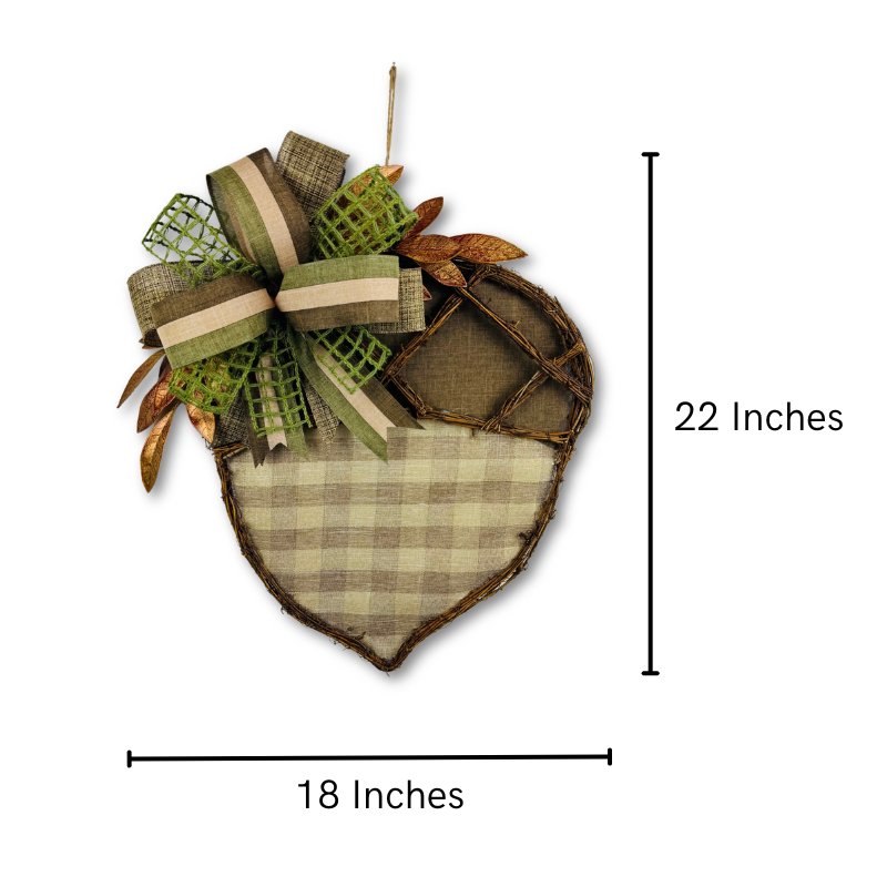 Front Door SignPlaid Acorn Door Hanger – Rustic Plaid Fall Door Decor