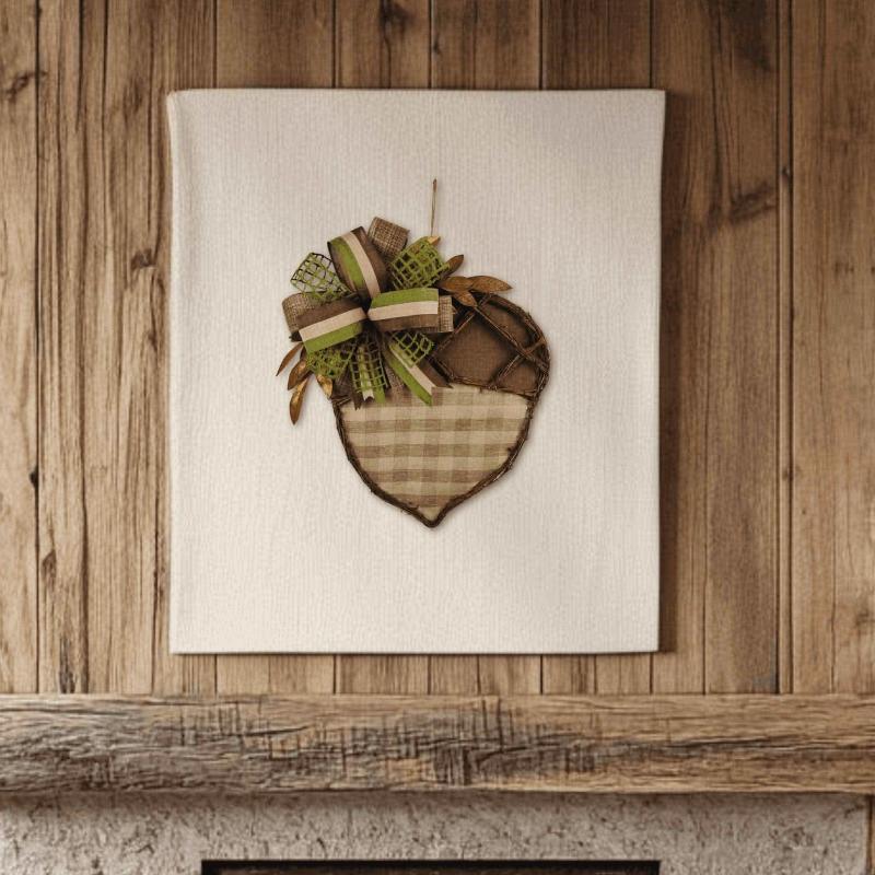 Front Door SignPlaid Acorn Door Hanger – Rustic Plaid Fall Door Decor