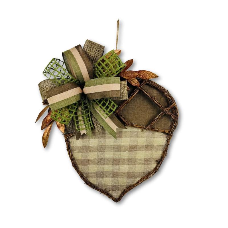 Front Door SignPlaid Acorn Door Hanger – Rustic Plaid Fall Door Decor