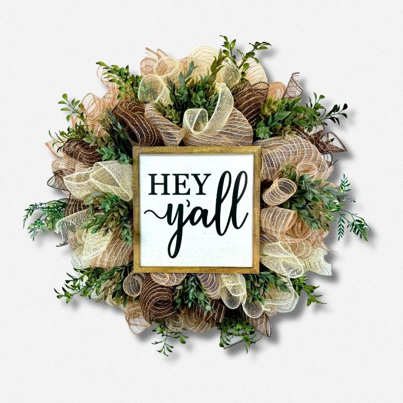 Rustic Hey Y’all Fall Wreath – Autumn Door Decor