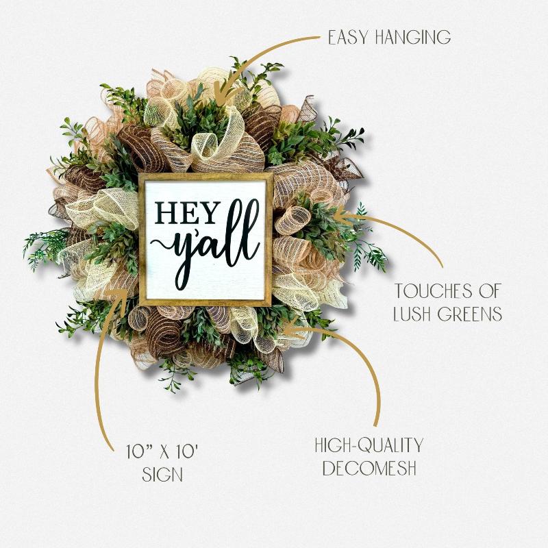 Rustic Hey Y’all Fall Wreath – Autumn Door Decor