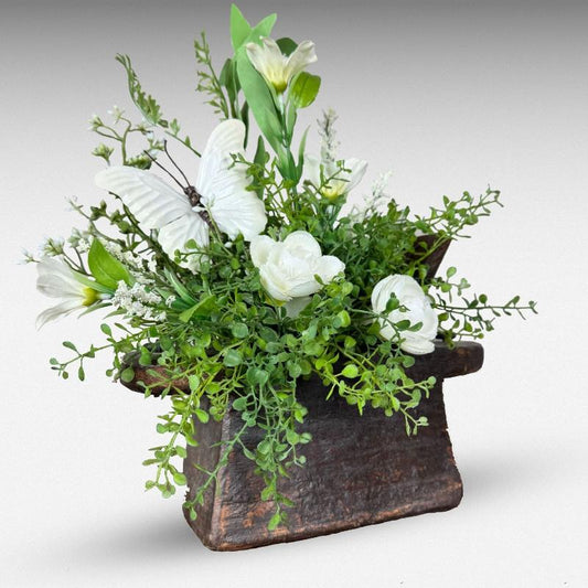 Rustic Serenity Floral Arrangement with Butterfly Accent