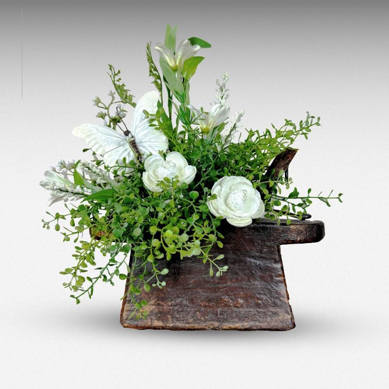 Rustic Serenity Floral Arrangement with Butterfly Accent