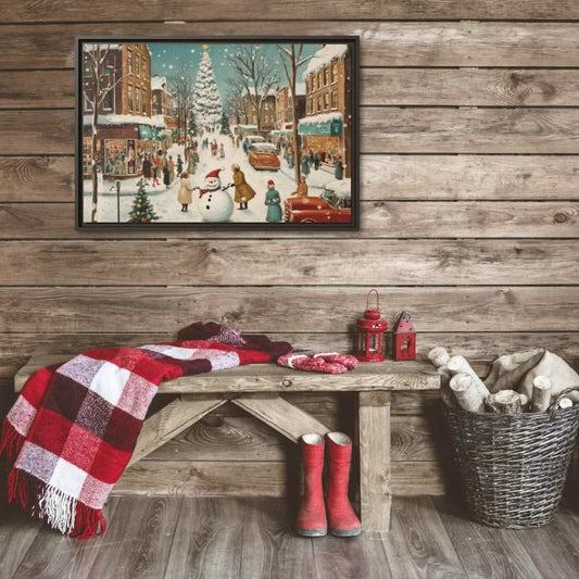 Small Town Christmas Framed Canvas