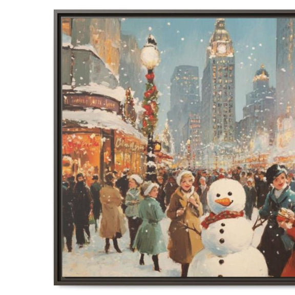 Vintage City at Christmas Canvas Print